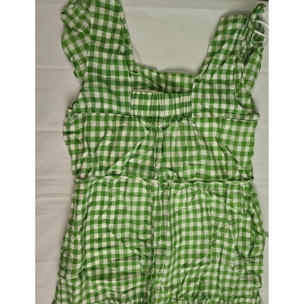 Draper James RSVP Green Gingham Tiered Midi Dress Cotton Ruffle Strap Size M - Picture 14 of 16